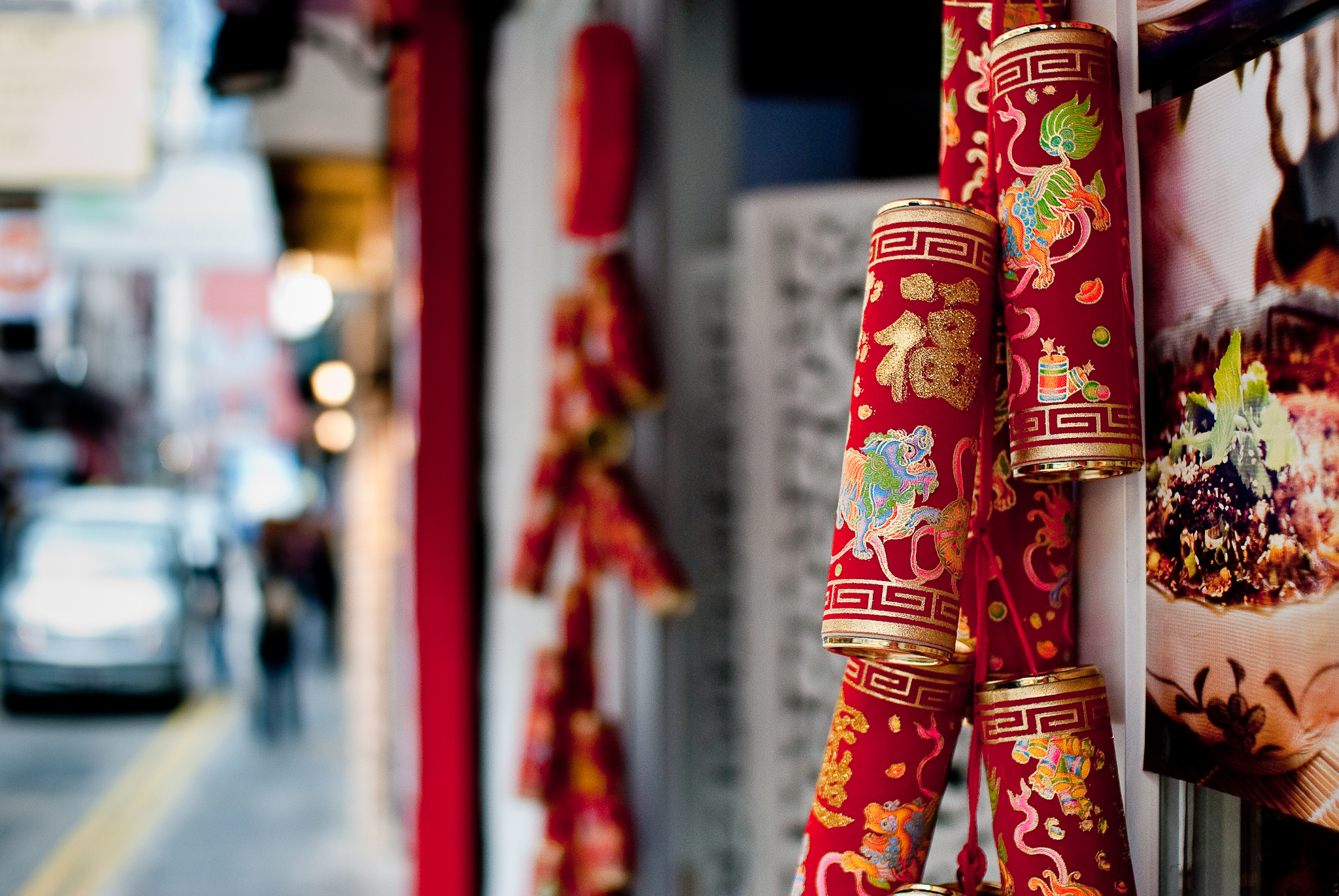 Traditional Chinese Firecracker on Red Wallpaper for Chinese New