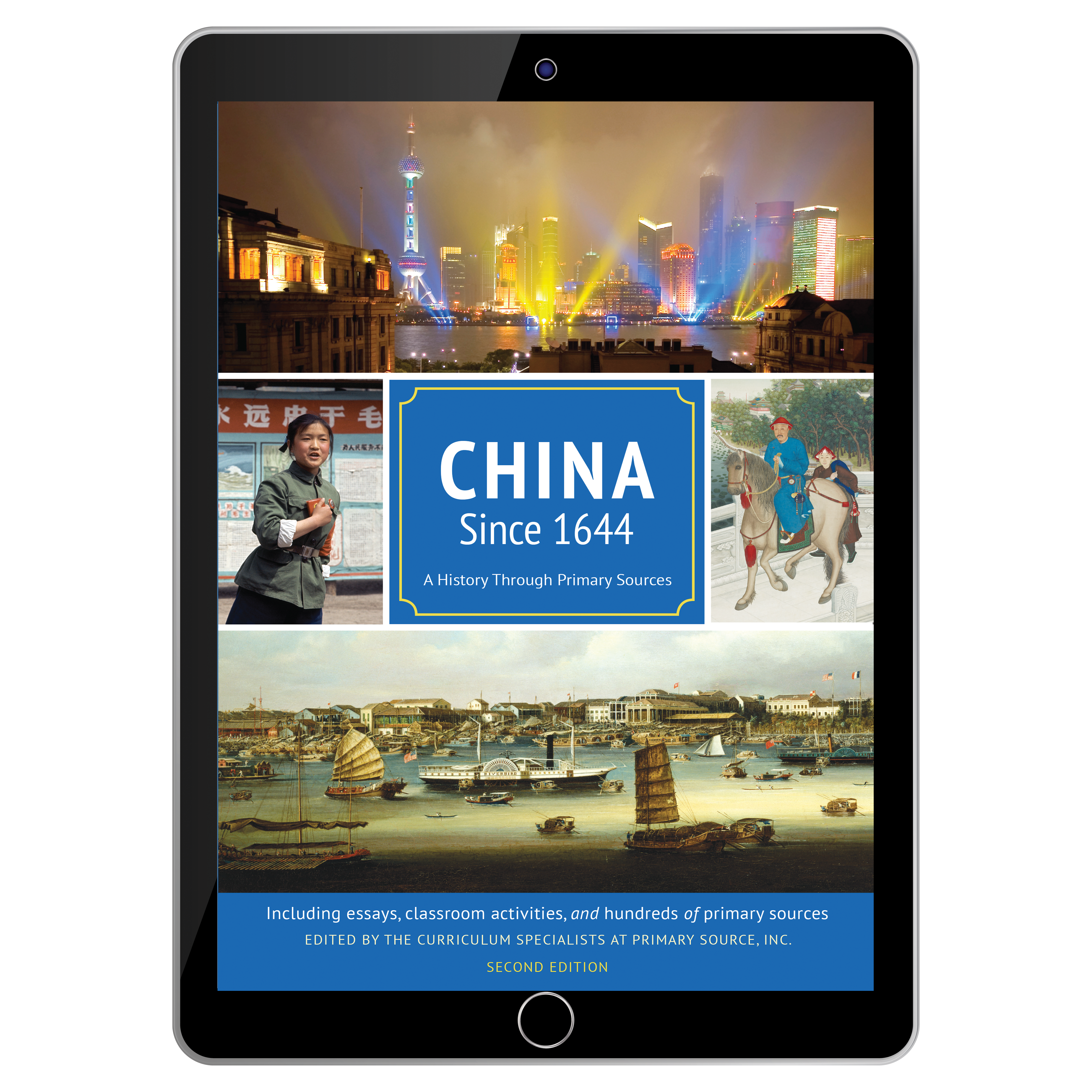 China Since 1644 cover shown on a black tablet screen.